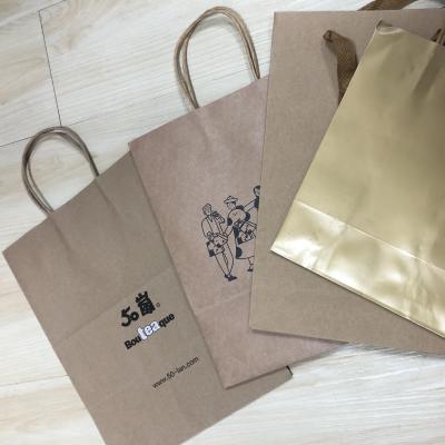 China Recycled Materials Factory Logo Custom Printed Durable High Quality Portable Bulk Shopping Paper Bags for sale