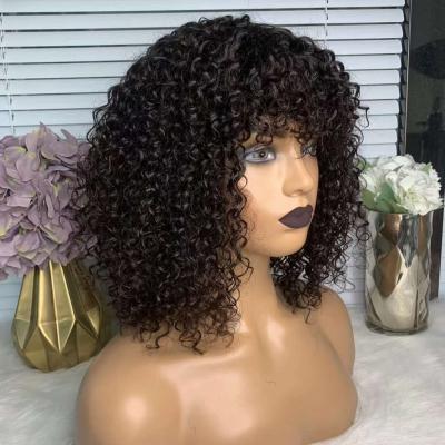 China Brazilian Pulled Super Pink Curly Fringe Wig Body Wave Factory Supply 12a Grade Double Bang Pixie Cut Short Wigs With Hair Vendors for sale