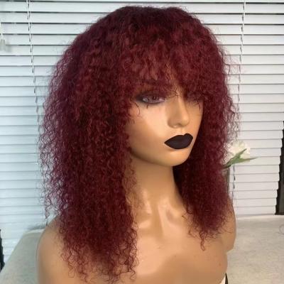 China Factory Sale Body Wave Factory Sale Raw Indian Virgin Pixie Short Curly Bob 99j Burgundy Cuticle Aligned Hair Lace Front Wigs For Black Women for sale