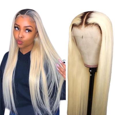 China Preplucked Silky Straight 613 Thin Transparent Lace Wigs Hd Lace Up 180 Density, Natural Hairline 613 Full Lace Wigs, Blonde Wig With Dark Roots for sale