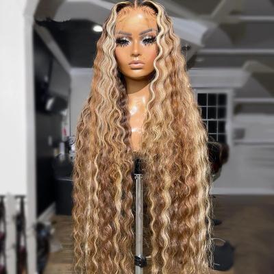 China Cheap Brazilian Body Wave 180 Density Hair Wigs With Light High Highlight Lady Buy Hair 4*4 Full Lace Front Wig Deep Wave Wig for sale