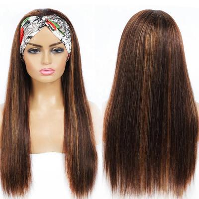 China Straight Body Wave Highlight Headband Hair Wigs Malaysian Hair Wigs For Women Ombre Color Colored Remy Hair Wigs for sale