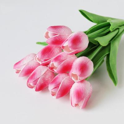 China Materials that respect the environment. PU MINI Tulip Real Touch Flowers Photography Props Wedding Artificial Tulip Flower Home Decoration for sale