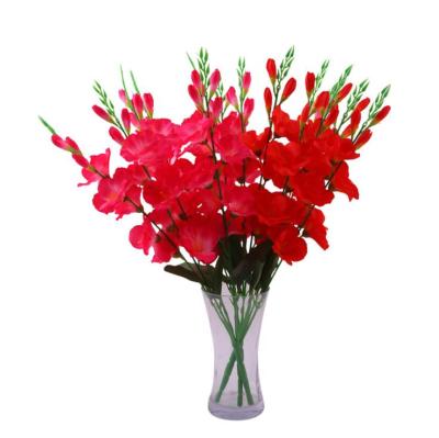 China Wholesale Faux Silk Gladiolus Flowers 40 Heads Artificial Orchid Flower Bouquet For Decor for sale