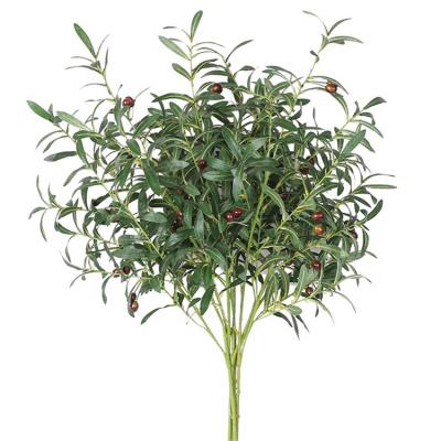 China Eco-friendly Hot Seller Artificial Plant Leaves Branches Artificial Olive Leaves With Berries for sale