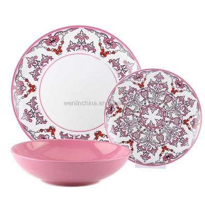 China Viable Wholesale Porcelain 18pcs Dinner Set With Fruit Dish Palestine Israel Market for sale