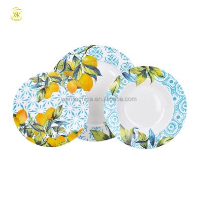 China Viable Morocco 18pcs dinner set with fruit porcelain dishes supermarket restaurant living home products for sale