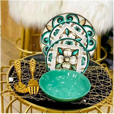 China Viable luxury dinner plate of Morocco Jordan style 18pcs 24pcs dinner set for consumer wholesale factory price for sale