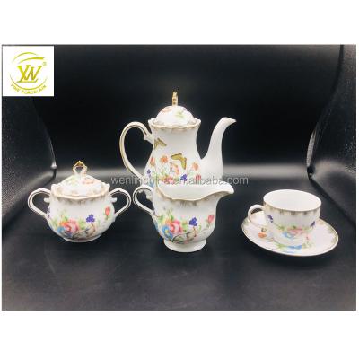 China New Design 23pcs Bone China Bone China Coffee Style Gold Coffee Tea Set Viable Ethiopian Porcelain Tea Set New Design for sale