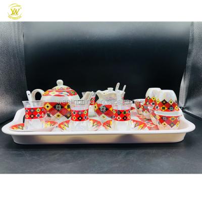 China 24pcs 36pcs Viable Unique Arabic Tea Set Design Factory Price With Tea Tray Customization for sale