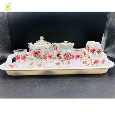 China 24pcs 36pcs Viable Unique Arabic Tea Set Design Factory Price With Tea Tray Customization for sale