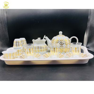 China 24pcs 36pcs Viable Unique Arabic Tea Set Design Factory Price With Tea Tray Customization for sale