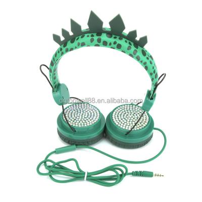 China Cute Design Custom Brand Wired Dinosaur Earphone With Mic for sale