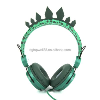 China Cute Design Logo Green Dinosaur Custom Earphone With Microphone for sale