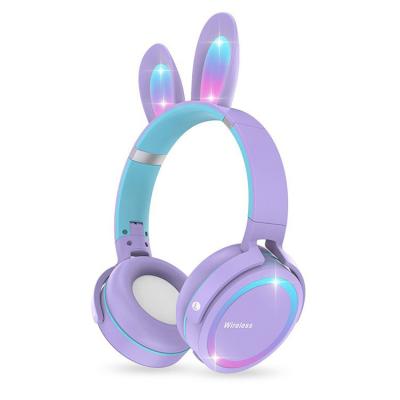 China Cute Design New Arrival Custom Logo Led Rabbit Ears Light Shiny Flashing Earphone For Girls for sale