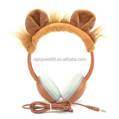 China New Lion Headband Plush Kids Earphone Foldable Earphone With Microphone for sale