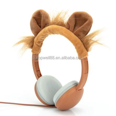 China Headband lion shape style child earphone animal ear with microphone for MP3 game equipment TV phone for sale