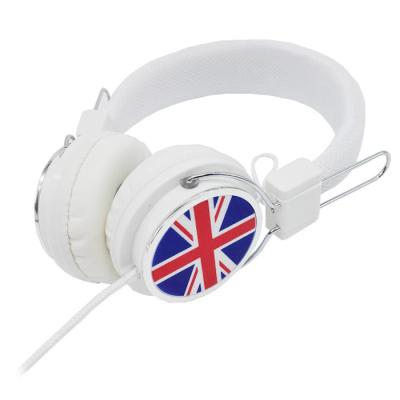 China Lightweight Portable Headband UK Flag Foldable Earphone With Microphone for sale