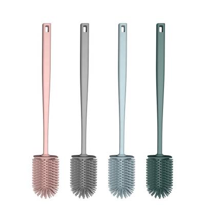 China Custom Bathroom Stocked Durable Flex Silicone Toilet Brush And Holder Cleaning Brush for sale