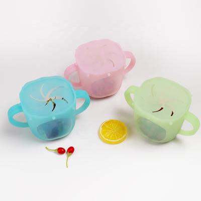 China BPA Free Custom Silicone Baby Cups With Handles Kids Baby Snacks Cup OEM ODM Silicone Snack Cup Baby for sale