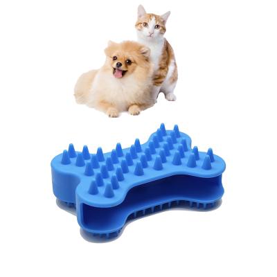 China Silicone Viable Dog Cat Pet Hair Remover Cleaning Brushes To Throw And Grooming Bone Shaped Dog Brush For Pet Wash Hair for sale