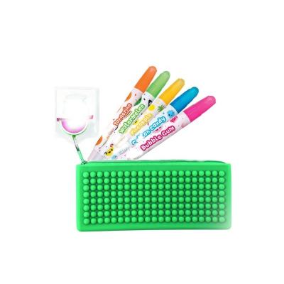 China Large Fashionable Pencil Case, Teenage Girls Silicone Round Expanded Block Pencil Case for sale