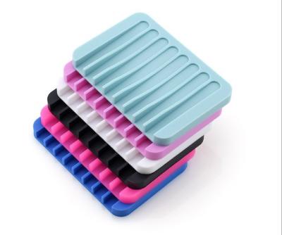 China Modern Silicone Soap Dish Tray Saver Holder Drainer Shower Waterfall For Bathroom / Kitchen for sale