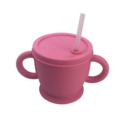 China BPA Free Food Grade Silicone Training Cup For Baby Toddler Silicone Baby Cup With Straw for sale