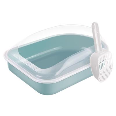 China Hot-selling Hot Sale Large Nonstick PP plastic material Cat Litter Pan Durable Open Cat Toilet Litter Box with Frame for sale