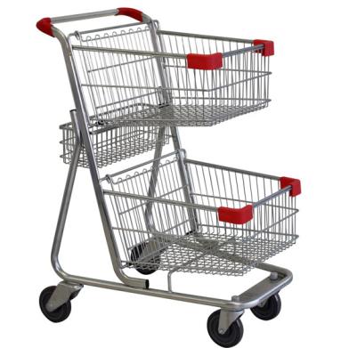 China New Unveiling Style 2018 Double Layer Vegetable Shopping Trolley Wholesale for sale