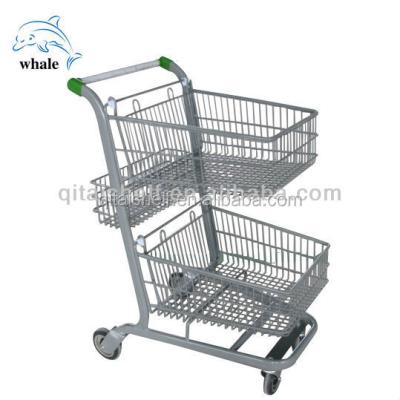 China Best Unfolding Double Layer Shopping Cart Trolley Vending Trolley for sale