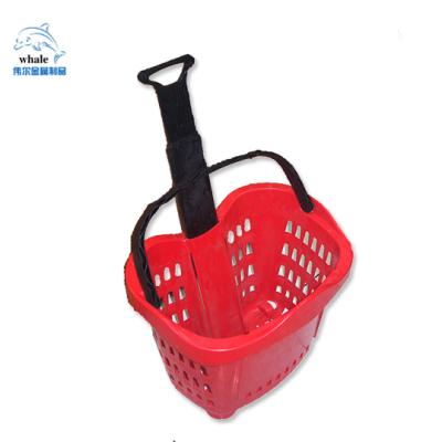 China Most Competitive Price Wholesale 55 Liter Large Plastic Shopping Basket Trolley With Wheels WH-ZC11 for sale