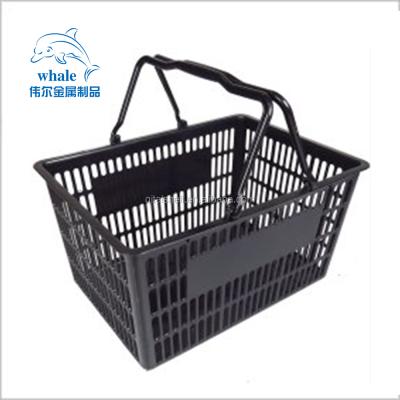 China New Style Sustainable Cheap Convenience Store Shopping Plastic Basket With 2 Handle for sale