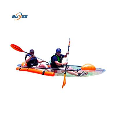 China Clear Canoe 2 Person High Quality Sit Inside KAYAK Clear Ocean Double Bottom Transparent Kayak for sale