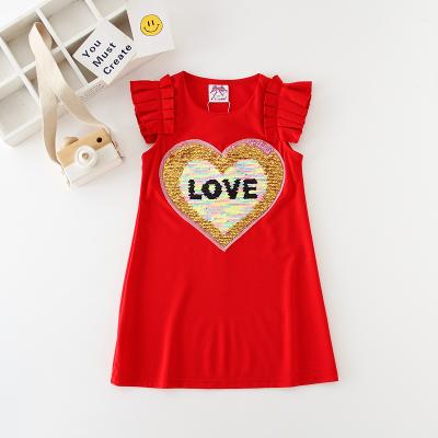 China Changeable Pattern Breathable Red Color Loungewear Cotton Sleeveless Girls Summer Beach Dresses 3 Year for sale