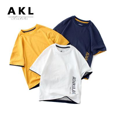 China New High Quality Silk/Cotton Letter Printing Fashion Melanin Sleeveless T-shirt Kids Boy's Plus Size T-shirts for sale