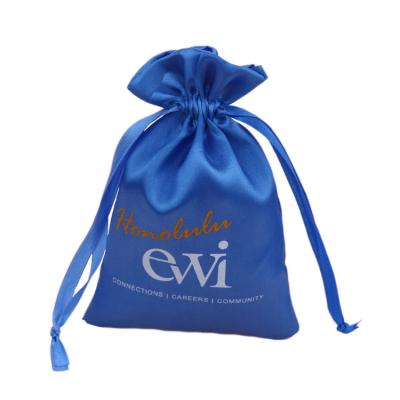 China Recyclable Silk Drawstring Bag Jewelry Essential Oil Perfume Storage Bags Blue Drawstring Storage Pouch for sale