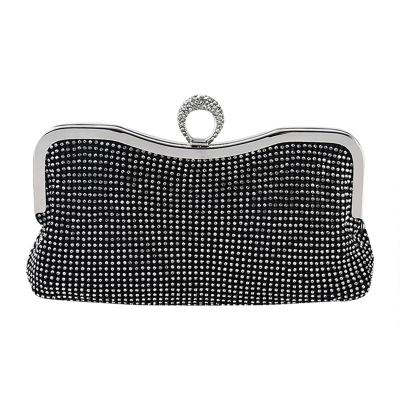 China SATIN Inset Diamond Socialite Banquet Handbag Women Evening Clutch Bag Wedding Shiny Handbags Chain Shoulder Bag for sale