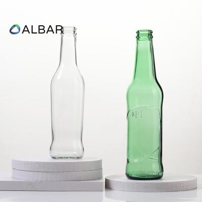 China Recyclable Warm Light Green Colors Eco - Friendly Customized Cocktail Glass Bottles Glassware 310ml 350ml 400ml Liquor Bottles Wine Bottles With Crown Caps for sale