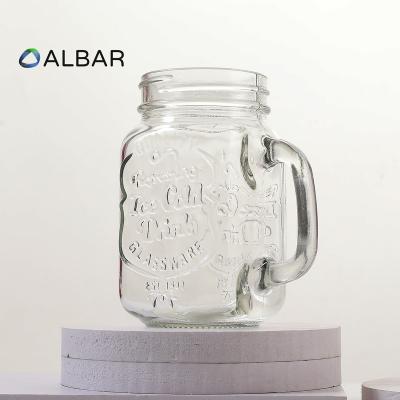 China 300ml 350ml 16OZ 32OZ Glass Mason Jar Customized Mason Cup Beverage Jar Recyclable Open Mouth Eco-Friendly With Lid Caps for sale