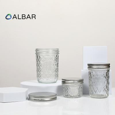 China Eco-friendly Recyclable Wide Mouth Kitchen Round Clear Frosted Glass Bottles Can Light 200ml 400ml Waterproof Airtight Home Storage Food Jar With Cover for sale