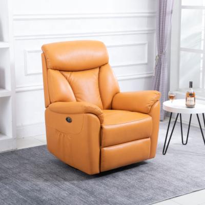 China Orange Synethic Leather Super Soft Recliner Adjustable (Height) & Comfortable Manual Recliner Sofa Swivel & Rocker for sale