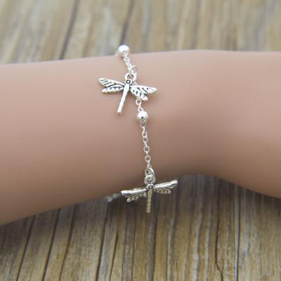 China Y2K TRENDY Fashion Style Dragonfly Shape Pendant Adjustable Thin Chain Bracelet For Women Hand Jewelry for sale