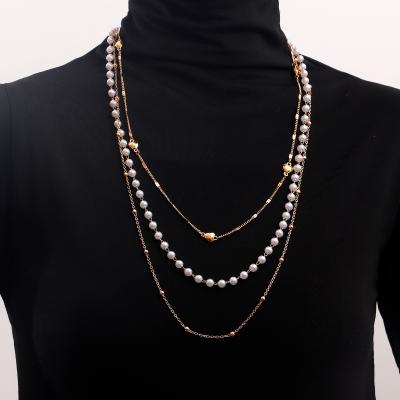 China ZUOWEN FASHIONABLE Bohemian Love Necklace Sweater Chain Autumn/Winter Trend Multilayer Bead Long Necklace for sale