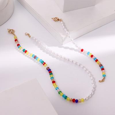 China Environmental Friendly Colorful Handmade Pearl Necklace Female Zuowen Bracelet Set Necklace Set Jewelry Ethnic Women for sale