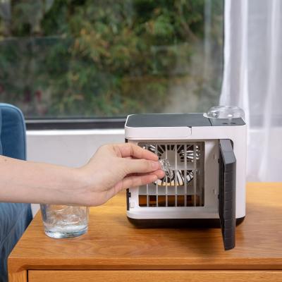 China Small Air Cooler Rechargeable Portable Mini Air Conditioner Fan Portable Spinning Water Spray Mist Fan for sale