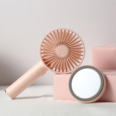 China Mini Portable Electric Portable Air Cooler USB Handheld Fan With Makeup Mirror for sale