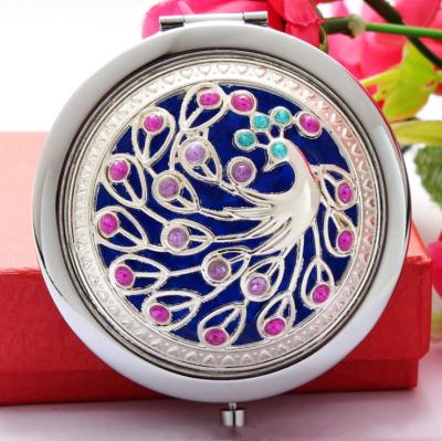 China Magnifying Flower Girls Mini Old Fashion Mirror Portable Cosmetic Mirror Cosmetic Makeup Mirrors for sale