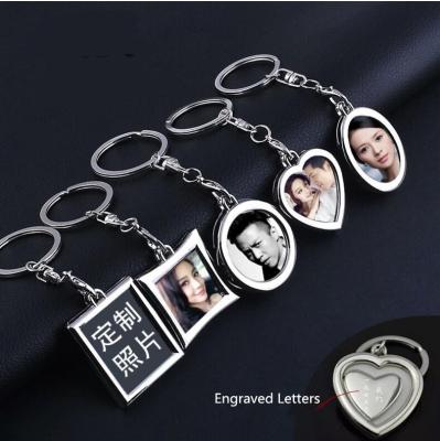 China Decoration for Handbag Photo Album Metal Alloy Nickel Plating Baby Photo Frame Mini Silvery Heart Shaped Keychain Handbag or Key-Chain for sale