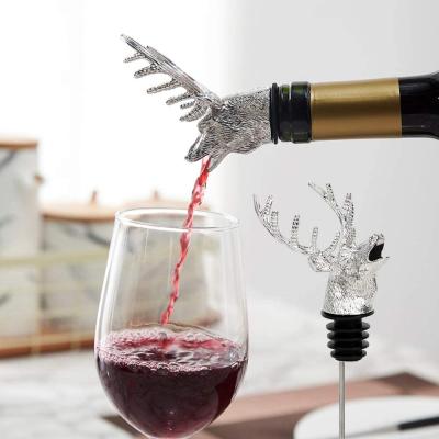 China Wine Pourer Wine Bottle Stopper Wine Stopper Aerators Stainless Animal Viable Animal Bar Tools Silver Black for sale